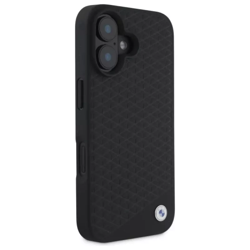 BMW BMHMP16S23RDDK iPhone 16 6,1 inch Black Hardcase Sign Leather Diamond Metal Logo MagSafe
