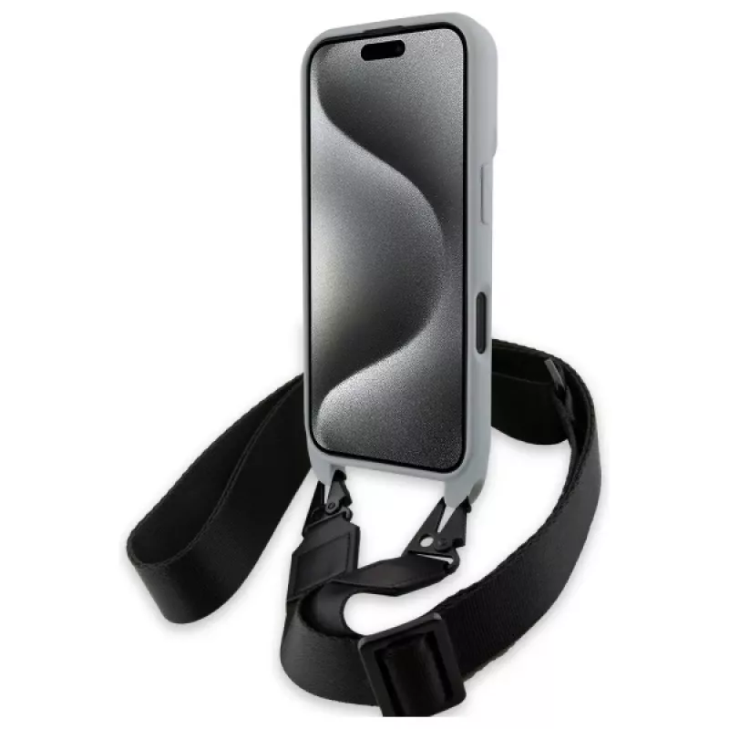 BMW BMHCP16S23PSCCG iPhone 16 6,1 inch Grey Hardcase M Edition Carbon Stripe & Strap