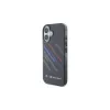 BMW BMHCP16M23HTRAK Hardcase, skirta iPhone 16 Plus 6,7 colio, juoda, Motorsport IML Random Stripes