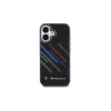 BMW BMHCP16M23HTRAK Hardcase, skirta iPhone 16 Plus 6,7 colio, juoda, Motorsport IML Random Stripes