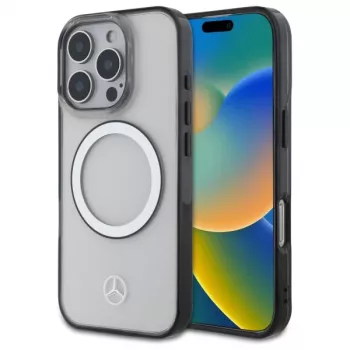 Mercedes-Benz iPhone 16 Pro Max 6,9 colio permatomas kietas dėklas su spausdintu logotipu ir MagSafe