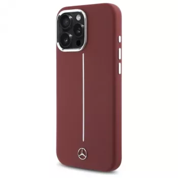 Mercedes-Benz Silicone Case iPhone 16 Pro Max 6,9 inch Red with White Stripe MagSafe