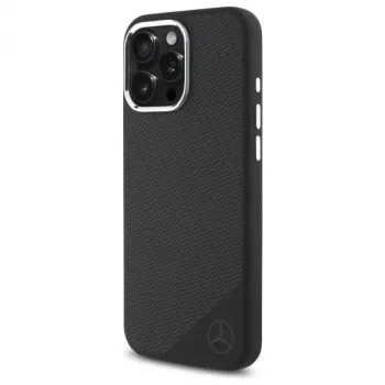 Mercedes-Benz iPhone 16 Pro 6,3 inch Silicone Hard Case with Tonal Logo Wood Pattern MagSafe - Black