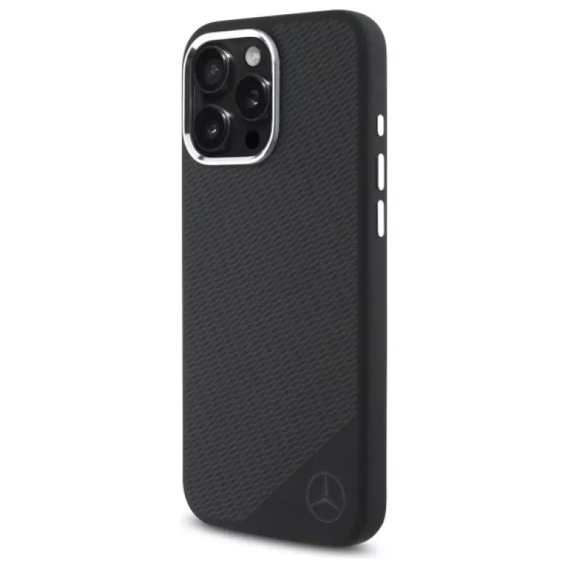 Mercedes-Benz MEHMP16X23SUGDK iPhone 16 Pro Max 6,9 inch Black Silicone Hard Case with Tonal Logo Wood Pattern MagSafe