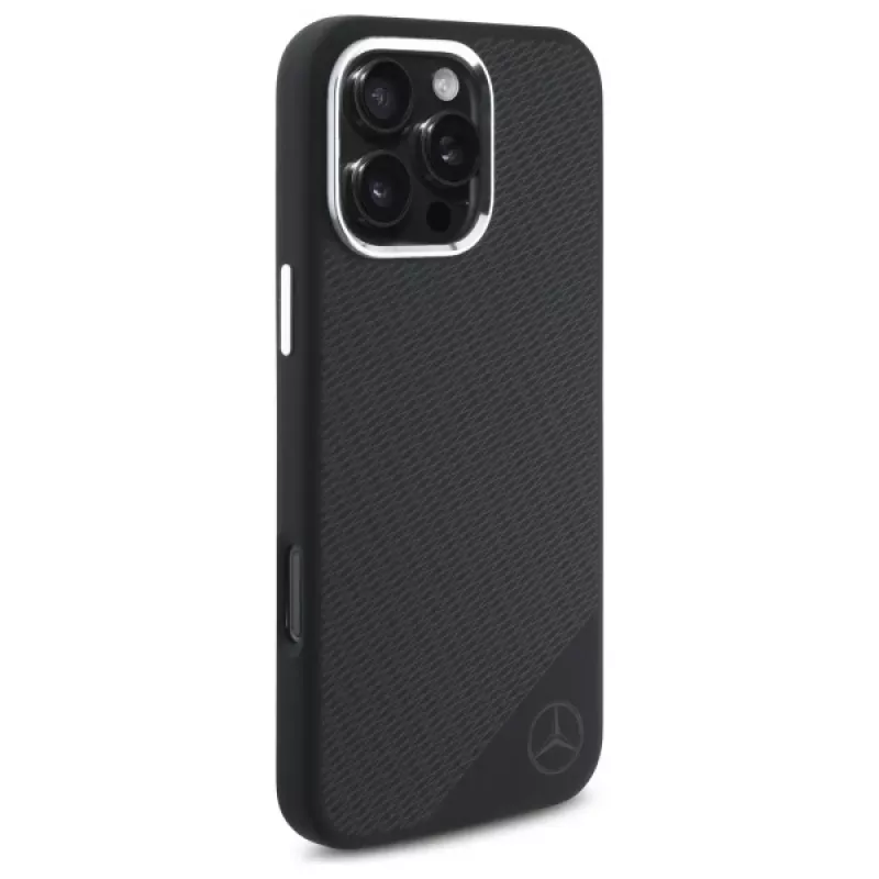 Mercedes-Benz MEHMP16X23SUGDK iPhone 16 Pro Max 6,9 inch Black Silicone Hard Case with Tonal Logo Wood Pattern MagSafe