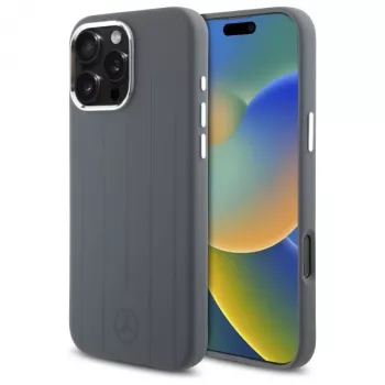 Mercedes-Benz iPhone 16 Pro Max 6,9 inch Hardcase Silicone Grey Vertical Tonal Stripes MagSafe