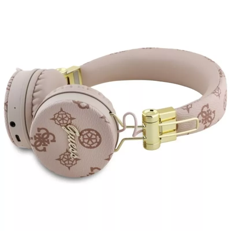 Guess Peony Script Round Shape belaidės ausinės per ausis su ENC, rudos