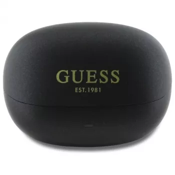 „Guess Capsule Printed Logo“ belaidės ausinės „Bluetooth TWS“ su ANC ir ENC bei įkrovimo dėklu (juodos)