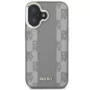 DKNY DKHMP16SPCPVSLE Kietas dėklas, skirtas Apple iPhone 16, smėlio spalvos languotas raštas su MagSafe