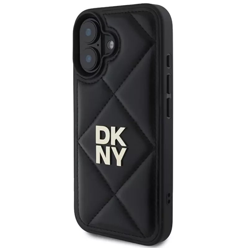 DKNY DKHCP16SPQDSLK Quilted Stack Logo Back Cover, skirta Apple iPhone 16 6,1 inch - juoda