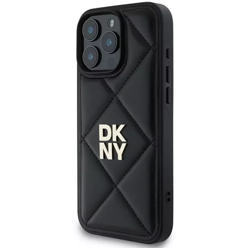 DKNY DKHCP16LPQDSLK Quilted Stack Logo iPhone 16 Pro Dėklas Juodas