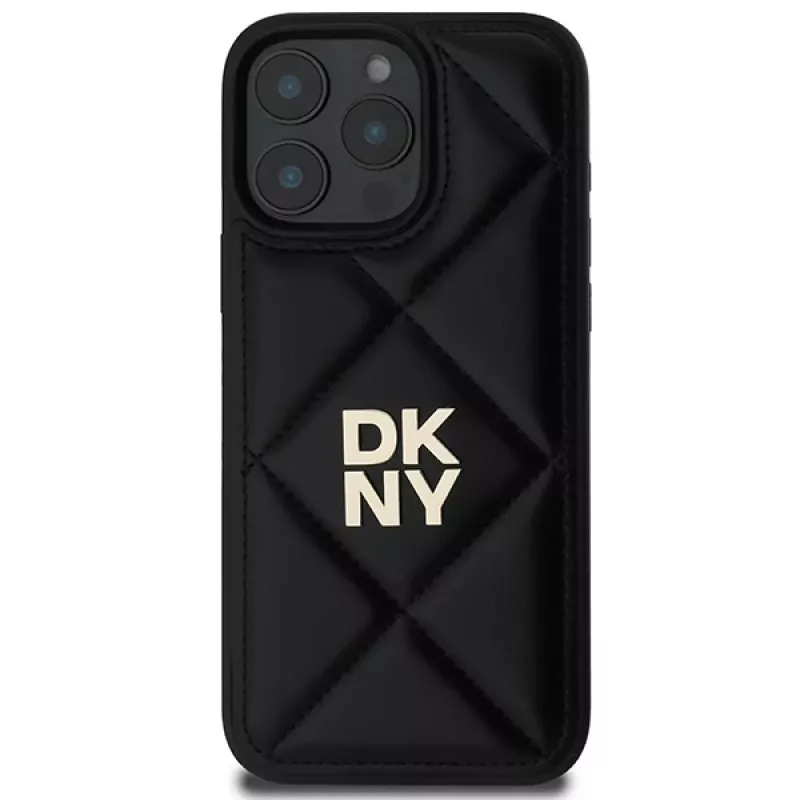 DKNY DKHCP16LPQDSLK Quilted Stack Logo iPhone 16 Pro Dėklas Juodas