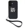 DKNY DKHCP16SPBSWSK Kietasis dėklas, skirtas Apple iPhone 16 6,1 colio, juodas su riešo dirželiu