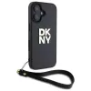 DKNY DKHCP16SPBSWSK Kietasis dėklas, skirtas Apple iPhone 16 6,1 colio, juodas su riešo dirželiu