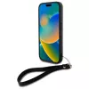 DKNY DKHCP16SPBSWSK Kietasis dėklas, skirtas Apple iPhone 16 6,1 colio, juodas su riešo dirželiu