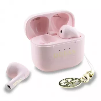 “Guess Glossy Effect Printed Classic Logo & Charm TWS Earbuds” rožiniai