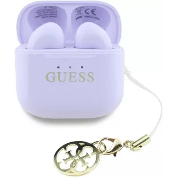 Guess Glossy Effect Printed Classic Logo & Charm TWS Earbuds Lavender