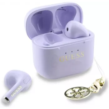 Guess Glossy Effect Printed Classic Logo & Charm TWS Earbuds Lavender