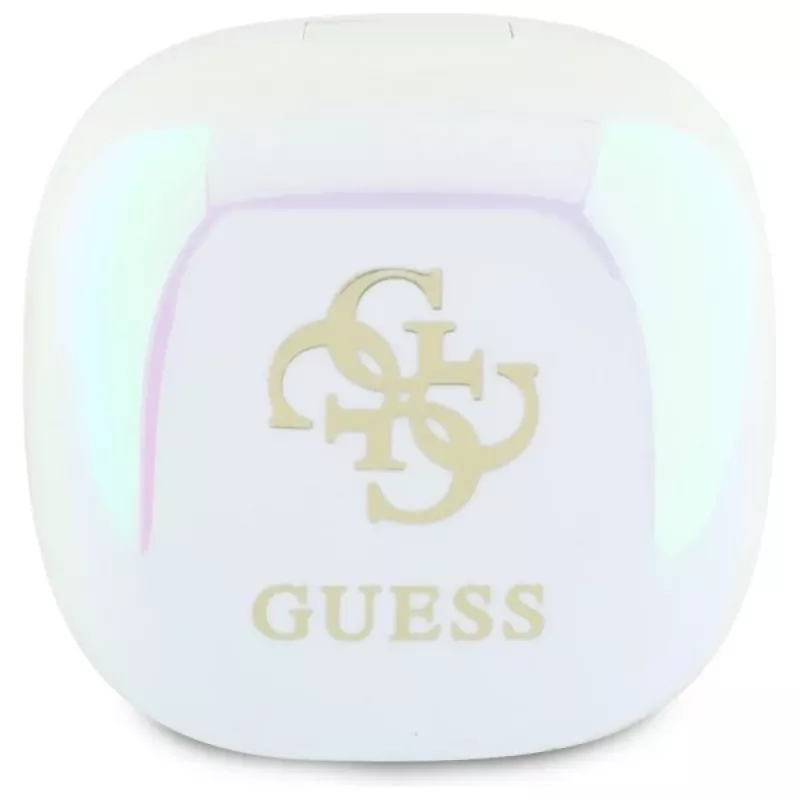 „Guess 4G Printed Logo“ tikros belaidės stereo Bluetooth ausinės su įkrovimo dėklu (balta)