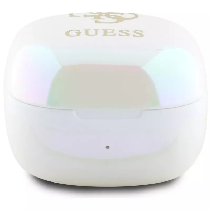 „Guess 4G Printed Logo“ tikros belaidės stereo Bluetooth ausinės su įkrovimo dėklu (balta)