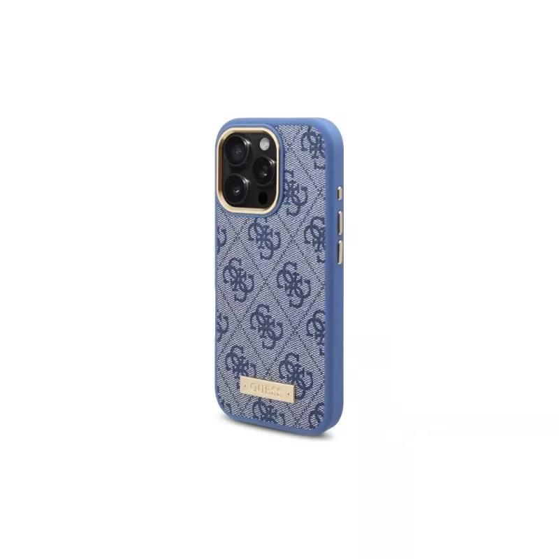 Guess GUHMP16LU4GPRB iPhone 16 Pro 6,3 col. mėlynas kietas dėklas 4G Logo Plate MagSafe