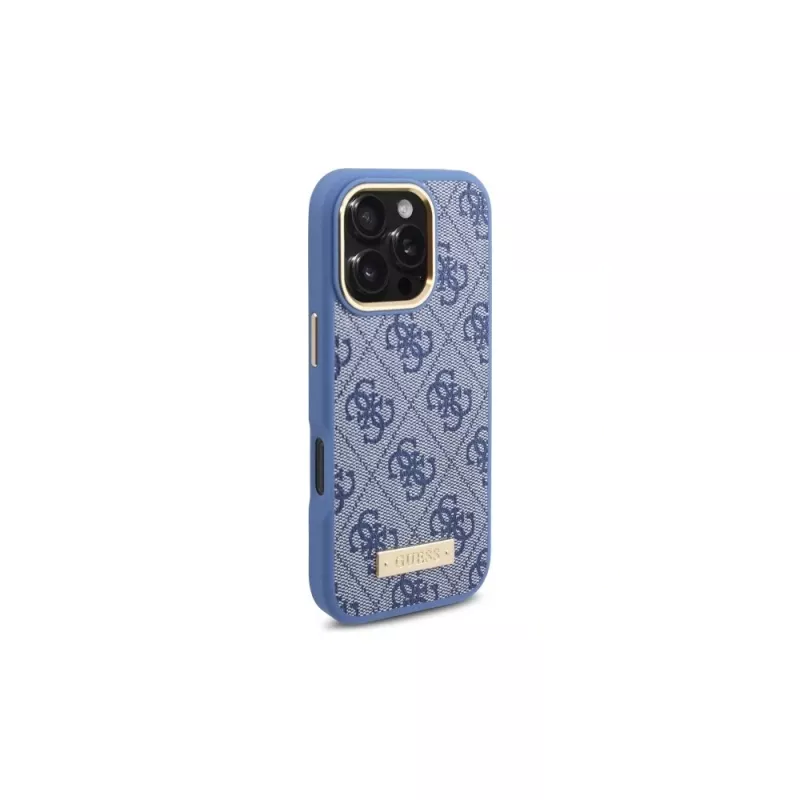 Guess GUHMP16LU4GPRB iPhone 16 Pro 6,3 col. mėlynas kietas dėklas 4G Logo Plate MagSafe