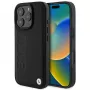 BMW Hot Stamp Leather Hard Case, skirtas iPhone 16 Pro 6,3 colio, juoda