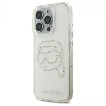 Karl Lagerfeld IML Rhinestones Karl Head Back Cover, skirta iPhone 16 Pro Max (permatoma)