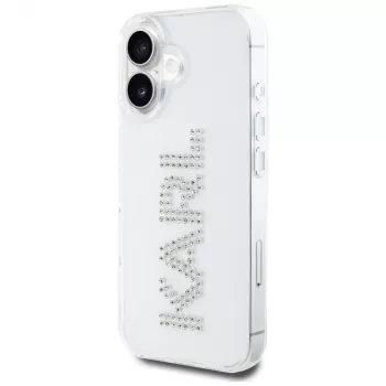 KARL LAGERFELD IML Rhinestones Logo Back Cover, skirta Apple iPhone 16 - permatoma