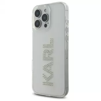 Karl Lagerfeld KLHCP16XHKLSTDCT Kietas Dėklas, Skirtas iPhone 16 Pro Max 6,9 col., Peršviečiamas su Kalnų Krištolais ir Logotipu