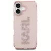 Karl Lagerfeld IML Rhinestones Logo Back Cover, skirta iPhone 16, rožinė