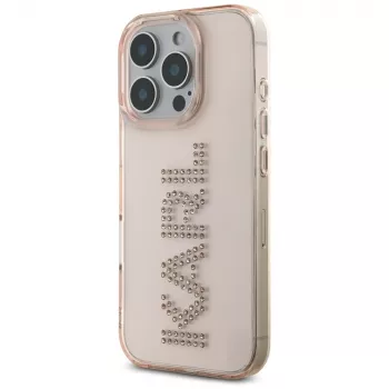 KARL LAGERFELD IML Rhinestones Logo Dėklas, skirtas iPhone 16 Pro Max, rožinis