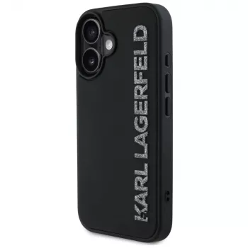 KARL LAGERFELD HC 3D Rubber Elongated Glitter Case, iPhone 16, juoda