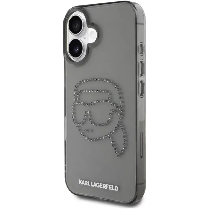 Karl Lagerfeld IML Rhinestones Karl Head Dėklas, skirtas iPhone 16 (Juodas)