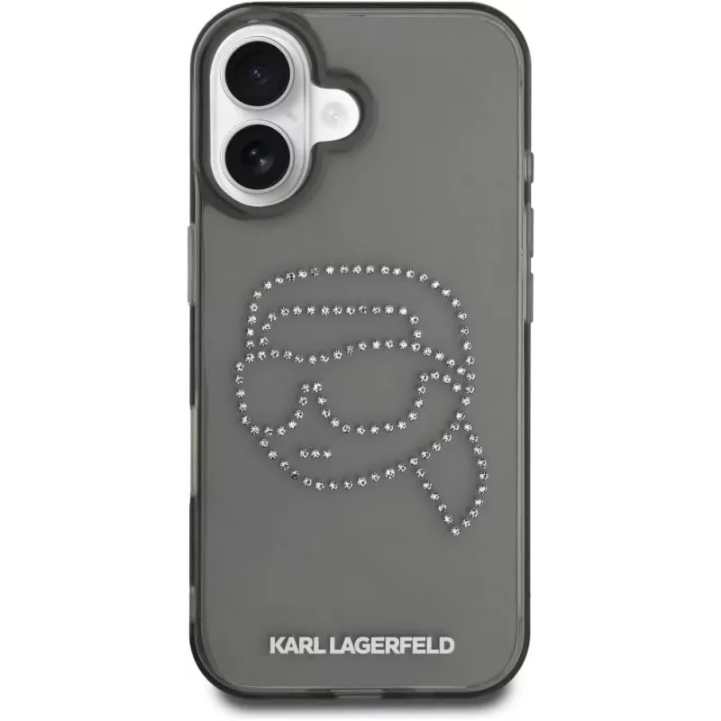 Karl Lagerfeld IML Rhinestones Karl Head Dėklas, skirtas iPhone 16 (Juodas)