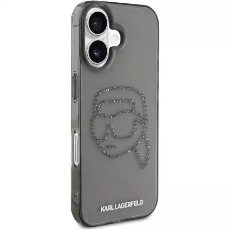 Karl Lagerfeld IML Rhinestones Karl Head Dėklas, skirtas iPhone 16 (Juodas)