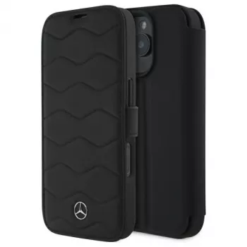 Mercedes-Benz MEBKP16X23RWRSK iPhone 16 Pro Max 6,9 col. Odinis Bookcase Dėklas Bangų Raštu Juodas