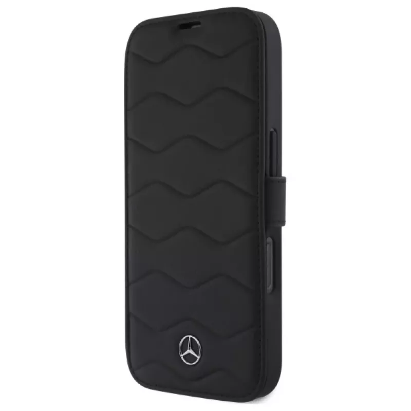 Mercedes-Benz MEBKP16X23RWRSK iPhone 16 Pro Max 6,9 col. Odinis Bookcase Dėklas Bangų Raštu Juodas