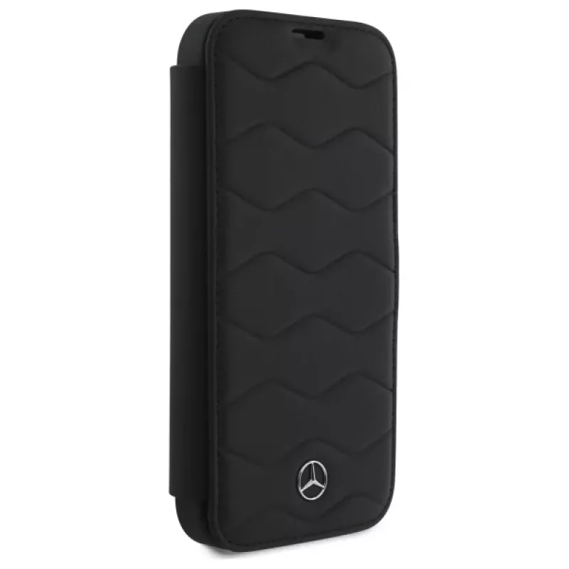 Mercedes-Benz MEBKP16X23RWRSK iPhone 16 Pro Max 6,9 col. Odinis Bookcase Dėklas Bangų Raštu Juodas
