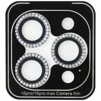 Guess BP Rhinestone 2-in-1 Screen and Camera Lens Protector Set for Apple iPhone 16 Pro Max - sidabrinis