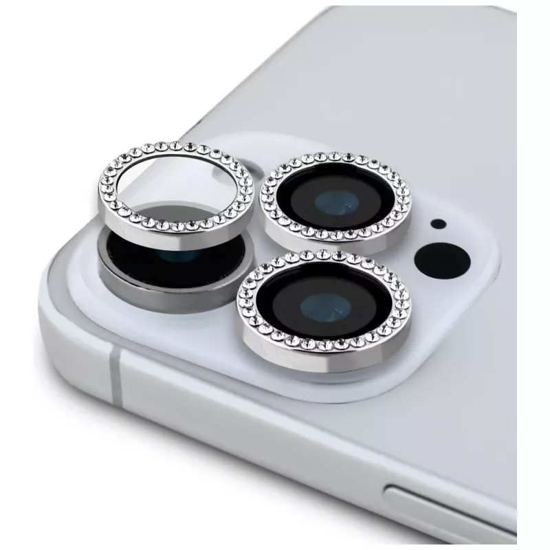 Guess BP Rhinestone 2-in-1 Screen and Camera Lens Protector Set for Apple iPhone 16 Pro Max - sidabrinis