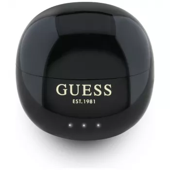 „Guess“ blizgūs kiaušinio formos TWS ausinės su klasikiniu logotipu, juodos