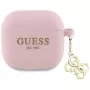 Guess GUA4LECG4P AirPods 4 Dangtelis Rožinis Silikoninis Su 4G Pakabuku