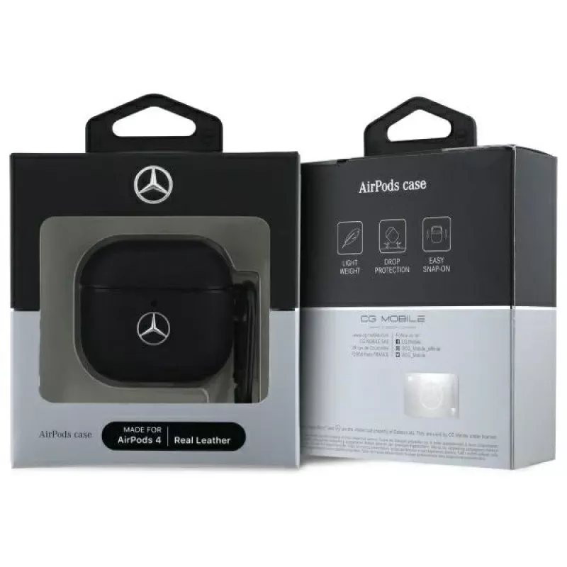 Mercedes-Benz MEA4CSLBK AirPods 4 Dangtelis Juoda Oda Metalinis Logotipas