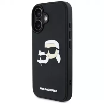 KARL LAGERFELD HC 3D Rubber DoubleHeads Case for iPhone 16, Black