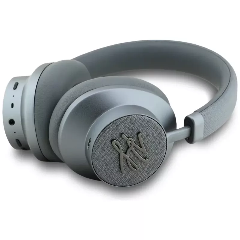 Karl Lagerfeld Grūdėtos Odos Inicialai Bluetooth ANC Ausinės per Ausis Pilka