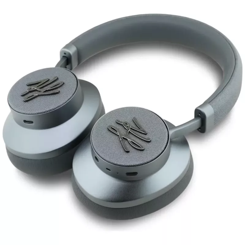 Karl Lagerfeld Grūdėtos Odos Inicialai Bluetooth ANC Ausinės per Ausis Pilka