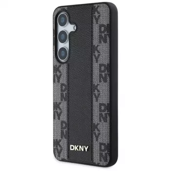 DKNY Odinis languoto rašto dėklas su MagSafe, skirtas Samsung Galaxy S25, juodas