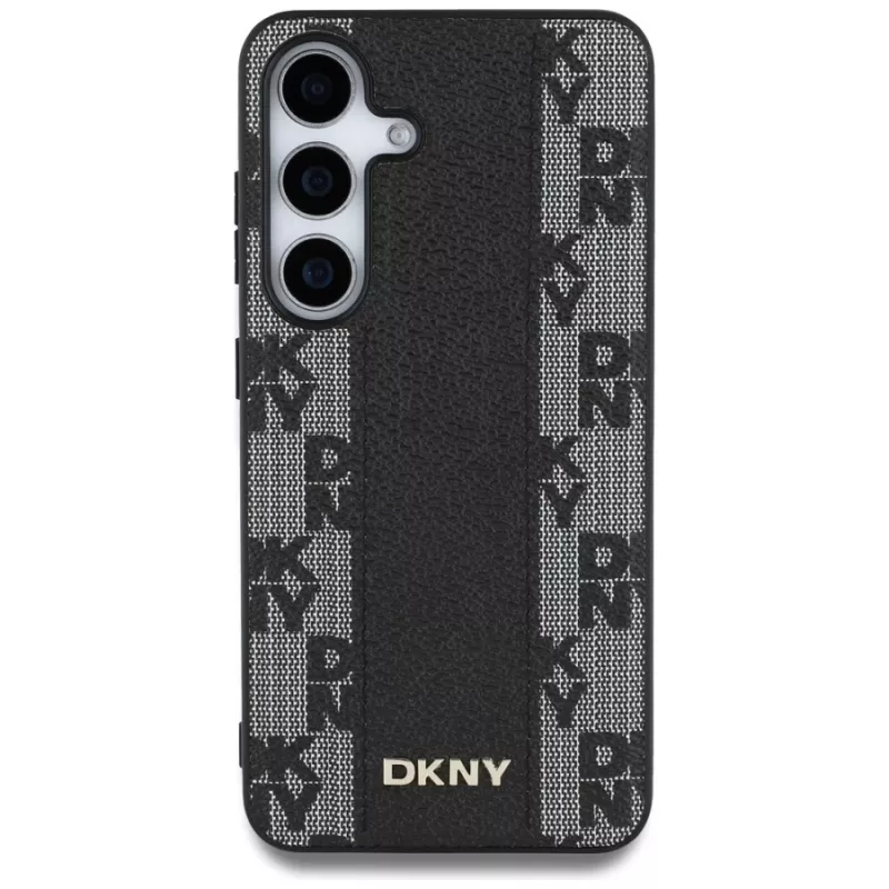 DKNY Odinis languoto rašto dėklas su MagSafe, skirtas Samsung Galaxy S25, juodas