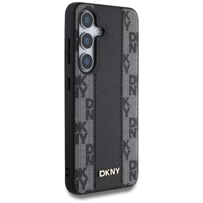 DKNY Odinis languoto rašto dėklas su MagSafe, skirtas Samsung Galaxy S25, juodas
